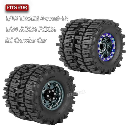1.3 Dually Beadlock Wheels Tires for RC Crawler Car 1/18 TRX4M Ascent-18,1/24 SCX24 FCX24,RC Off Road Buggy Rally Truck Wheel and Tires,Adjustable Offset Wheels,7mm Hex Rim,Titanium Purple - color: Titanium Purple - (4Pcs 1.3 Beadlock Tires)