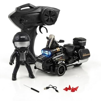 1:43 Scale 3-Wheel Drive RC Drift Car, Full Proportional Steering Servo, High-Speed Drifting, Multifunctional Remote Controller, Optional Knight Rider Figure, Premium Glossy Finish for Adults (BLACK) - color: Black