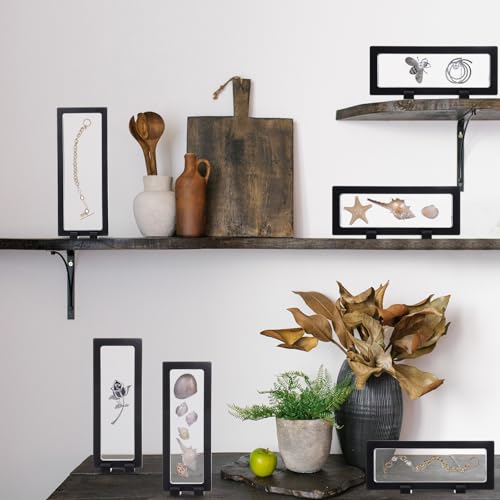 Harloon 12 Pcs 3D Floating Display Case Floating Frame Display Holder Stand Challenge Coin Jewelry Frame Box for AA Medallions Fossil Rock Gemstones Specimen(Black,7 x 2.8 x 0.8 Inch,Square Base) - color: Black, size: 7 x 2.8 x 0.8 Inch, style: Square Bas