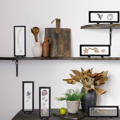 Harloon 12 Pcs 3D Floating Display Case Floating Frame Display Holder Stand Challenge Coin Jewelry Frame Box for AA Medallions Fossil Rock Gemstones Specimen(Black,7 x 2.8 x 0.8 Inch,Square Base) - color: Black, size: 7 x 2.8 x 0.8 Inch, style: Square Bas
