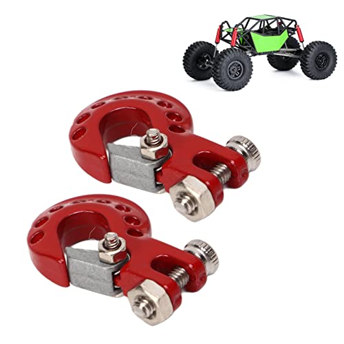 RC Winch Trailer Hook Set 2Pcs, Aluminum Alloy | Simulation Tow Hook | 1/10 Crawler Truck | SCX10 D90 Compatible| 18.5x11.5mm/0.7x0.5in(Red) - color: Red