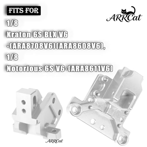 Rear Brace and Wing Bracket Upgrades Part for 1/8 Kraton 6S V6-(ARA8708V6/ARA8608V6),Notorious 6S V6-(ARA8611V6),RC Aluminium Rear Brace & Wing Bracket,Replace(ARA320757),Silver - color: Silver - (Aluminium Upgrades Part)
