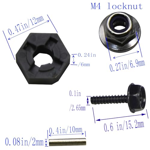 Blomiky 2 Pack 3.3 * 1.85 Inch Wheel Tires 12mm 4 Pack Hexes M4 Locknus and 10 * 2mm Pins 2.6mm Locknuts for Some 1/14 1/16 1/18 1/20 Scales XLH HBX RC Trucks / Q903 Tire Hex Pin