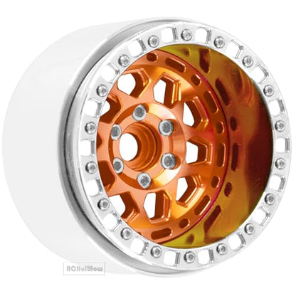 2.2" Beadlock RC Wheels for 1/10 RC Crawler SCX10 Capra,AMG 6x6,TRX4,Red cat Gen8 Everest Gen7 Pro,Alloy Aluminium rc Wheels 2.2 Beadlock Wheels 2.2 Beadlock Rims,4pcs,Orange - color: Orange(4pcs)