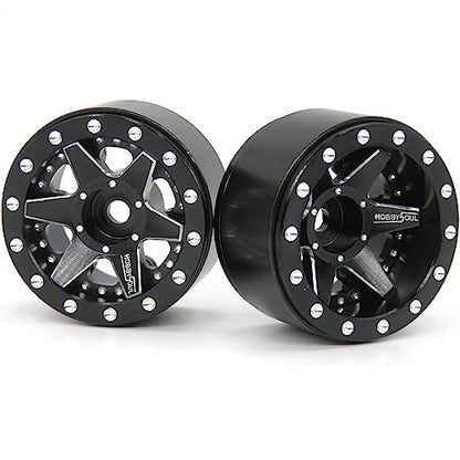 hobbysoul Adjustable Offset 1.0 Beadlock Wheels Rims, RC 1.0 Wheels 20.5g/Rim for RC 1/18 TRX4M Axial SCX24 90081 & Other 1/24 Micro Crawler, (4-Pack) - color: Black