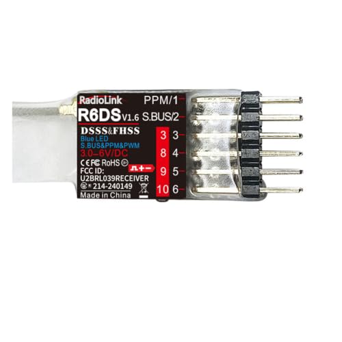 2.4GHz RC Receiver 4-12CH SBUS PPM PWM, DSSS FHSS Anti-Interference RSSI Telemetry Gyro Waterproof, Fits AT10II T8FB RC6GS for FPV Drone RC Car (R6DS) - style: R6DS