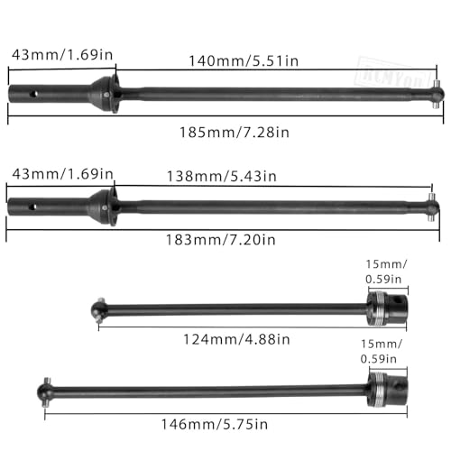 Driveshaft Axles & Center Dogbone Upgrades Part for 1/8 Kraton 6s Blx,#45 Steel Front Rear Driveshaft CVD Axles,Black - color: Black for Parts