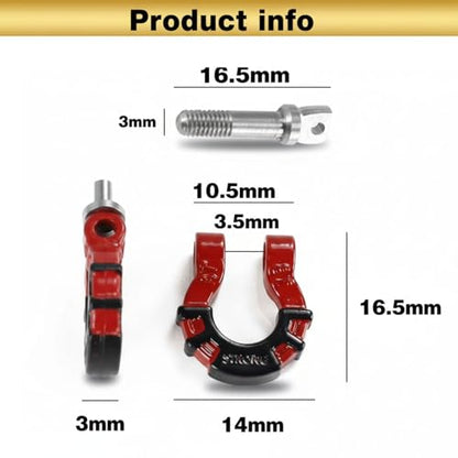 4 Pcs Metal Tow Shackle RC Trailer Buckle, Compatible with Axial SCX10 Tamiya CC01 RC4WD D90 D110 TF2 TRX-4, 1/10 Scale Crawler Car Accessories with Screws (Black) - color: Black