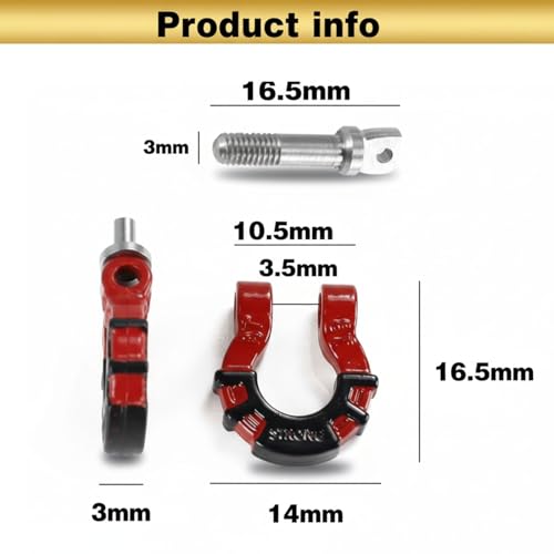 4 Pcs Metal Tow Shackle RC Trailer Buckle, Compatible with Axial SCX10 Tamiya CC01 RC4WD D90 D110 TF2 TRX-4, 1/10 Scale Crawler Car Accessories with Screws (Black) - color: Black
