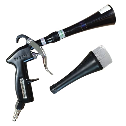 Tornado Car Cleaning Gun, High-Pressure Air Blow Gun with Nozzle & Dusting Brush, Auto Detailing Cleaner Kit for Car Quickly Blasts Dust Works with Air Compressor (Black)