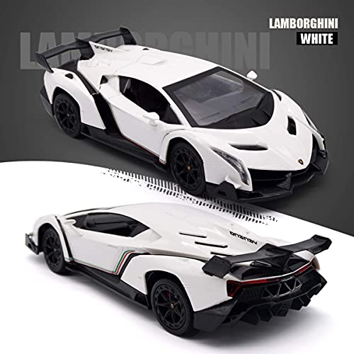 Remote Control Car Lamborghini Licensed 1:24 RC Car 2.4G,White | Veneno Officially Licensed LED Lights Toy RC Cars Model Vehicle for Boys 6,7,8 Years Old - color: White