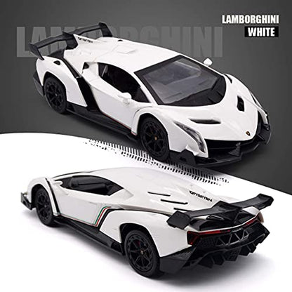 Remote Control Car Lamborghini Licensed 1:24 RC Car 2.4G,White | Veneno Officially Licensed LED Lights Toy RC Cars Model Vehicle for Boys 6,7,8 Years Old - color: White