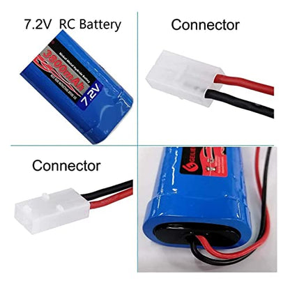 7.2V Ni-Mh 3800mAh Rechargeable Battery Pack for RC Racing Car Truggy Buggy Tank Airplane Helicopter Boat and Battery Charger Adapter(1 Pack) - size: 1 Pack 7.2V 3800mAh Batteries and 1 Pack Charger