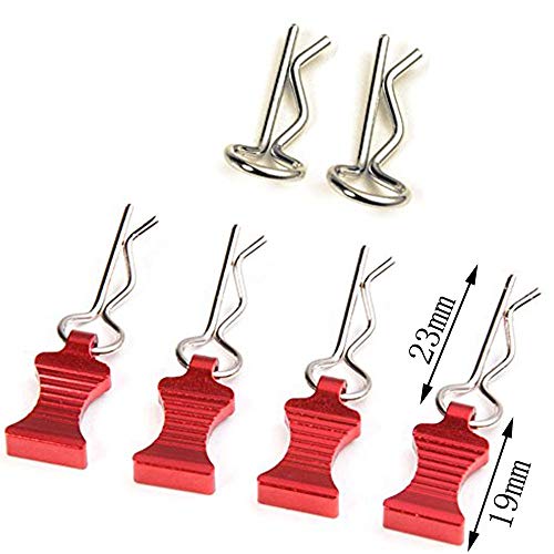 MOHERO Metal RC Body Clips Pins with Pull Tabs for 1/10 Axial SCX10 RC Model Crawler Car Pack of 6 (Red) - color: Red