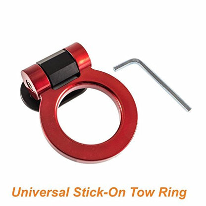 x xotic tech JDM Track Racing Style Bumper Trailer Tow Hook Ring Decoration Sticker Universal Fit All Car Truck SUV, Red - color: Red