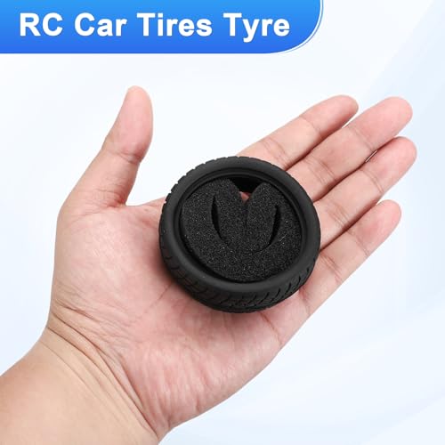 uxcell 2Pcs Soft Rubber RC On-Road Car Tyres D8-Type Sponge Inside for RC 1/10 HSP Tires Scale Touring On-Road Racing DIY Model Car- 62mm(2.44") OD x 26mm(1") Width, Black