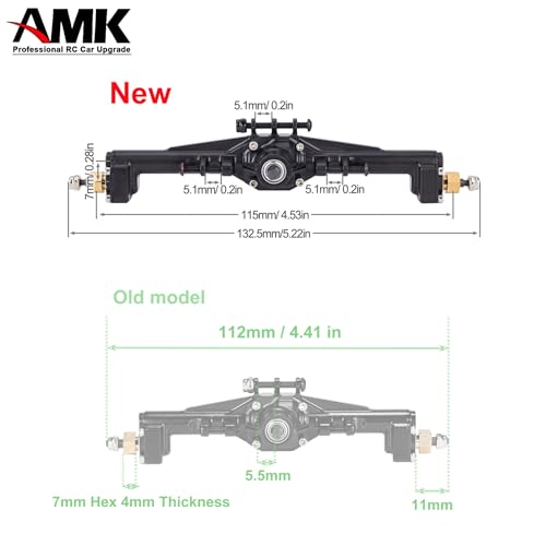 AMK 216.4g Brass TRX4M Axle, Extended 20mm TRX4M Portal Axle, TRX4M Brass Axle with Two Servo Mount Options, for 1/18 RC CrawlerCar TRX4M Axle Upgrade Parts