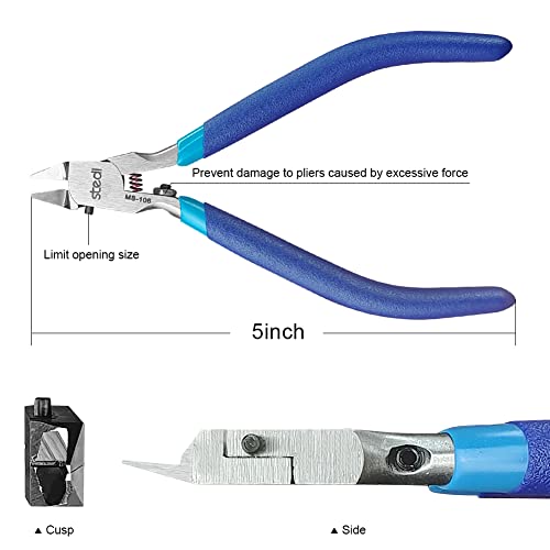 stedi 5-In Model Nippers, with Ultra-thin Single-edge and Blade Case | Sprue Cutter Plastic Model Tools for Gundam Repairing Plastic Model and Fixing, Blue - style: Single-edged (Blue_for Professionals)