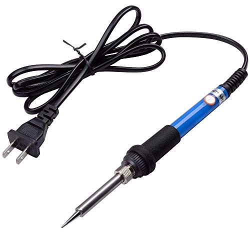 Electric Soldering Iron Kit 60W Adjustable Temperature Welding Soldering Iron with 5pcs Different Tips, 1 thread 1.0mm Dia. (Soldering Irons) - color: Blue