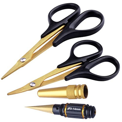 Titanium RC Body Reamer Tool RC Body Scissors Set Straight and Curved RC Scissors Trimming for RC Car Bodyshell Accessories