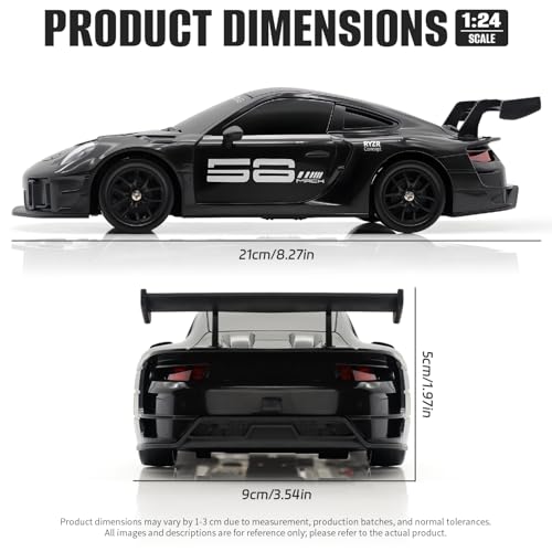 RC Drift Car, 1:24 4WD Remote Control Cars Vehicle with LED Light,2.4GHz 20KM/H High Speed RC Cars with Two Batteries & Drifting Tires Racing Sport Toy for Adults Boys Girls Kids Black - color: Black