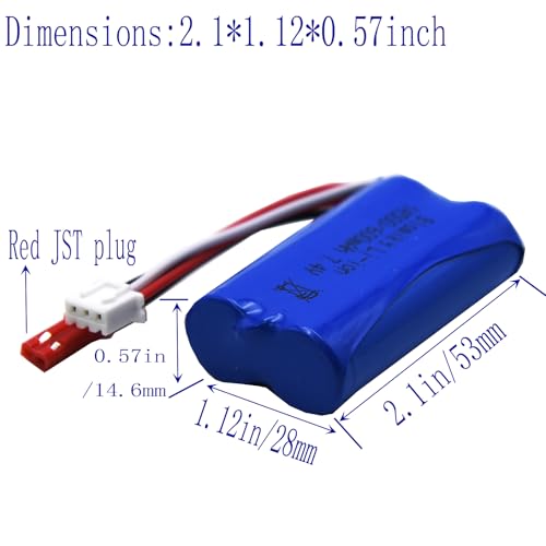 Blomiky 7.4V 2S 600mAh Li-ion Rechargeable Battery with JST Plug and Cable Suitable for Some RC Cars Trucks Vehicles /7.4V 600mAh JST