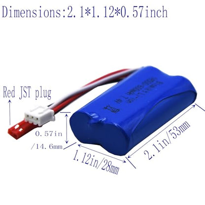 Blomiky 7.4V 2S 600mAh Li-ion Rechargeable Battery with JST Plug and Cable Suitable for Some RC Cars Trucks Vehicles /7.4V 600mAh JST