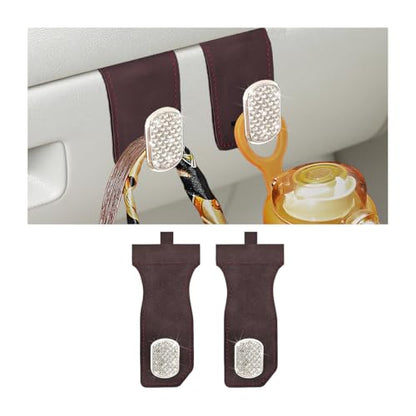 Bling Car Co-Pilot Glovebox Hook, 2PCS Crystal Rhinestone Vehicle Passenger Seat Hanging Storage Hooks for Handbag Purse, Automotive Glove Box Organizer Hanger, Universal Fit (Brown) - color: Brown