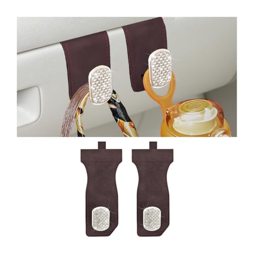 Bling Car Co-Pilot Glovebox Hook, 2PCS Crystal Rhinestone Vehicle Passenger Seat Hanging Storage Hooks for Handbag Purse, Automotive Glove Box Organizer Hanger, Universal Fit (Brown) - color: Brown