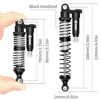 OGRC 100mm Aluminum Adjustable Piggyback Shock Absorber RC Damper for Axial SCX10 TRX4 TRX6 D90 1/10 RC Crawler Upgrade Parts (Silver) - color: Silver