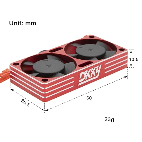 DKKY RC Motor Cooling Fan Heatsink 30mm Dual Fan for ARRMA Axial Traxxas 1/6 1/8 1/10 RC Crawler Car 3650 550 3660 4274 4068 4268 Motor (Red) - color: Red
