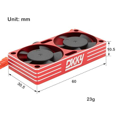 DKKY RC Motor Cooling Fan Heatsink 30mm Dual Fan for ARRMA Axial Traxxas 1/6 1/8 1/10 RC Crawler Car 3650 550 3660 4274 4068 4268 Motor (Red) - color: Red