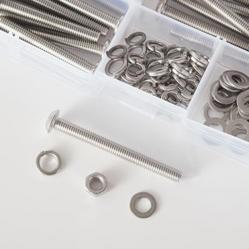 200 PCS M5 x 30mm 35mm 40mm 45mm 50mm, Button Head Socket Cap Screws Bolts Washers Nuts Assortment Kit, Stainless Steel 304, Metric Allen Hex Drive - size: Button M5x30/35/40/45/50 mm