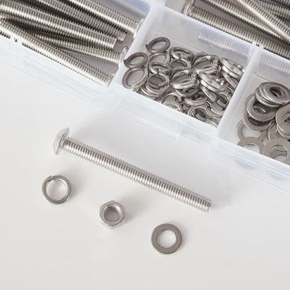 200 PCS M5 x 30mm 35mm 40mm 45mm 50mm, Button Head Socket Cap Screws Bolts Washers Nuts Assortment Kit, Stainless Steel 304, Metric Allen Hex Drive - size: Button M5x30/35/40/45/50 mm