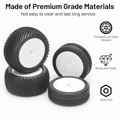 1/10 RC Car Tires and Wheels, daitoku 12mm Hex 1/10 RC Off Road Racing Tires and Wheels Rims for 1/10 Serpent Spyder SRX2 SRX4 XRAY XB2 Tekno EB410 yokomo yz4 Tamiya TD4 TT-02B DF-02