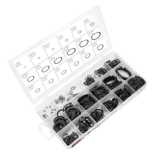 Performance Tool W5212 300-Piece External Snap Ring Assortment Kit | Contains 18 popular sizes of external retaining rings and circlips. Re-sealable plastic storage case included - size: 32 Inch