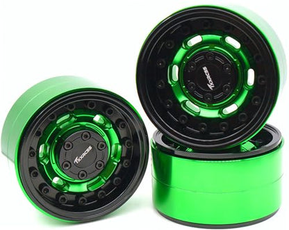 RC 1.9 Beadlock Wheels Adjustable 2 Offsets Rims Hub Aluminum Upgrades for 1/10 RC Crawler Axial SCX10 RR10 Wraith TRX4 TRX-6 XN (Green Black) XN1909 - color: Green Black