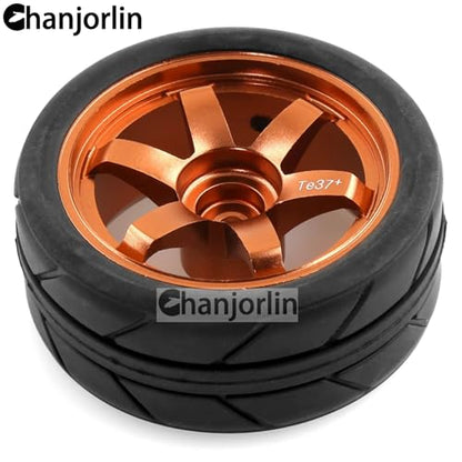 1/10 RC On Road Drift Wheels Rims Hex 12mm Alloy Aluminum Rally Racing Hubs for 1:10 Scale Touring Street Car Tires Tyres Tamiya TT01 TT02 A959 PTG2 HPI KYOSHO HSP XV02 XV01 4PCS (Gold) - color: Gold