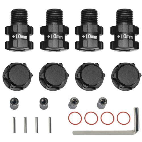 Rc Wheel Hex 10mm Extended Hub Drive 14mm to 17mm for Arrma 1/10 3S Senton/Granite/Vorteks/Infraction/Big Rock/Vendetta (Black) - color: Black