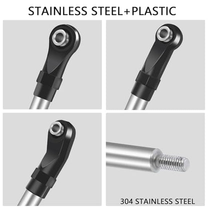 313mm/324mm Metal Link Set Linkage Steering Rod with Nylon End Kit for 1/10 RC Crawler Car Compliable with Axial SCX10 SCX10II 90046 (313mm)