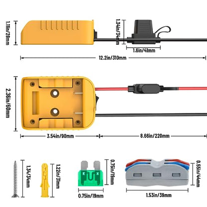 2 Packs Power Wheel Adapter Compatible with Dewalt 20V Battery, Converter Kit with Switch & Fuse & Wire Terminals & 12 AWG Wire for DIY RC Car Toys Robotics - color: 2-PACK