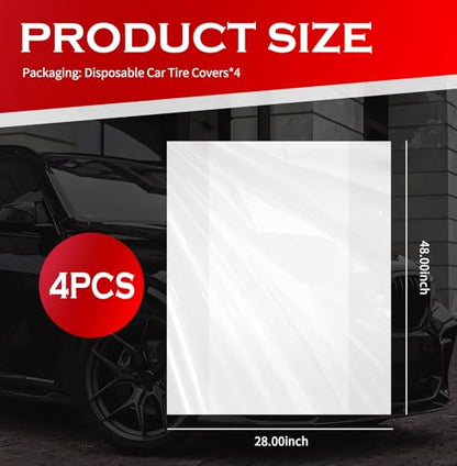 4PCS Extra Large Tire Covers for Cars,Dustproof Car Tire Bags for Storage Easy to Transport and Save Vehicle Tires,LDPE Disposable Cars Tires Storage Bags Car Accessories