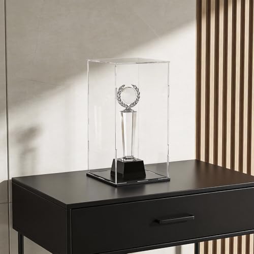 Acrylic Display Case for Red Wine Bottle and Dolls, Versatile Clear Acrylic Display Box with Black Base for Showcase and Displaying, 5x5x14-inch - size: 5"L x 5"W x 14"H