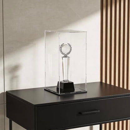 Acrylic Display Case for Red Wine Bottle and Dolls, Versatile Clear Acrylic Display Box with Black Base for Showcase and Displaying, 5x5x14-inch - size: 5"L x 5"W x 14"H