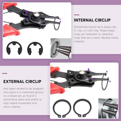 Swpeet 312Pcs 4 in 1 Snap Ring Pliers with Alloy Steel M4-M28mm C-clip External Retaining Rings Snap Rings and 1.5mm-10mm E-clips Retaining Rings Assortment Kit, Included Tweezer for Pin Clips Repair - style: Snap Ring Plier Kit