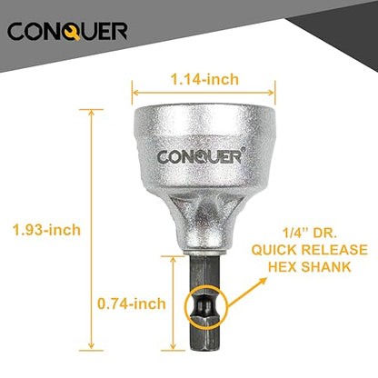 CONQUER Deburring External Chamfer Tool, All Thread Reamer, 1/8"-3/4" | HSS Blade, Quick-Release 1/4" Hex Shank Fits Copper, Aluminum, Brass & PVC Pipe - size: HSS 1/8"-3/4"(3mm-19mm)