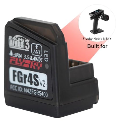 GoolRC Flysky FGr4S V2 Receiver, 2.4GHz 4CH AFHDS 3 Remote Control Receiver PWM/PPM/I-Bus Output Compatible with Flysky Noble NB4 NB4+ NB4 Pro PL18 RC Transmitter for RC Car Boat (2PCS)