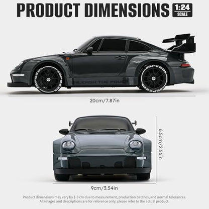 RC Drift Car,1:24 Scale Remote Control Car, 2.4GHz 20KM/H 4WD High Speed RC Cars for Kids with LED Light, Two Batteries,Drifting Tires,Racing Vehicle Toy for Adults Boys Girls Gray - color: Gray