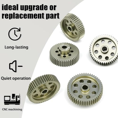 5Pcs 64P Aluminum Alloy Pinion Gear Set 3.175mm 46T 47T 48T 49T 50T Motor Pinion Gear W/ M4 Screw and Hex Key, Fit 3.175mm (1/8-Inch) Shaft, for Arrma HPI Kyosho Losi Axial Traxxas Tamiya 1/10 RC Car - size: 64P-3.175mm-46-50T