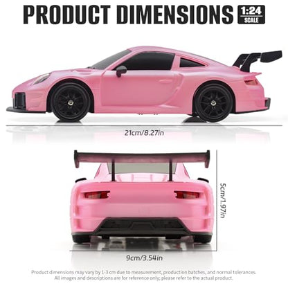 RC Drift Car, 1:24 4WD Remote Control Cars Vehicle with LED Light,2.4GHz 20KM/H High Speed RC Cars with Two Batteries & Drifting Tires Racing Sport Toy for Adults Boys Girls Kids Pink - color: Pink